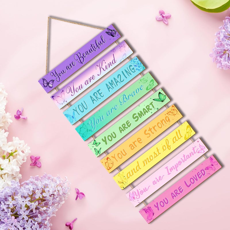 UBTKEY Butterfly Room Decor Set - 9 Pieces for Girls' Bedroom, Inspirational Wall Plaques - Image 3